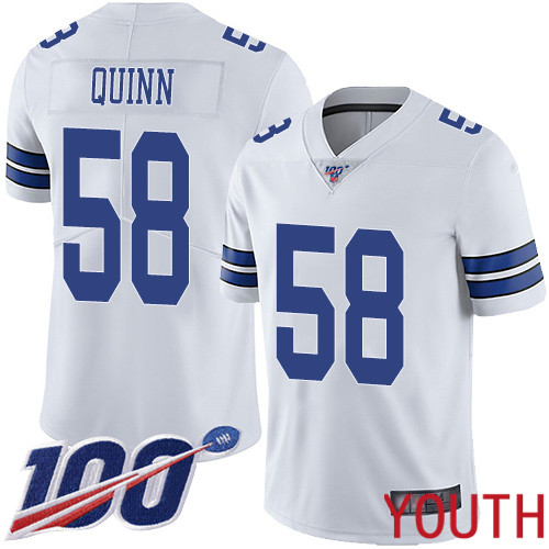 Youth Dallas Cowboys Limited White Robert Quinn Road 58 100th Season Vapor Untouchable NFL Jersey